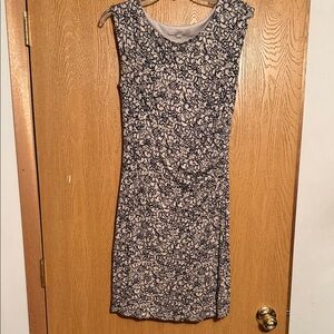 LOFT Black and White Floral Midi Dress